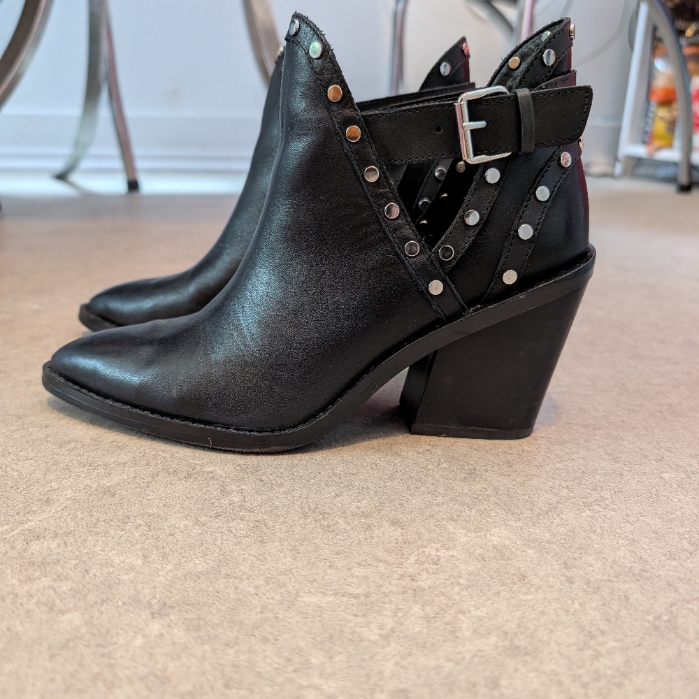 Aldo Black Ankle Boots with Silver Studs